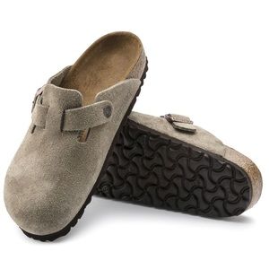 Birkenstock Boston Suede Leather Taupe Clogs